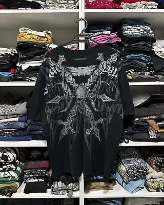 Affliction Style Retro Gothic Skull Vintage T-shirt Men's Clothes Fashion Short • $25.89