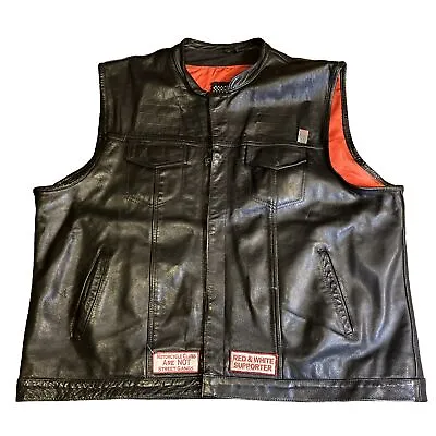 USA Bikers Dream Apparel Leather Motorcycle Vest Sz 34 Hells Angels Pin Patches • $150