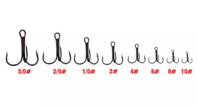 100pcs Fishing Hook Sharpened Treble Hooks 1/0# 2/0# 2/4/6/8/10/12/14 Fish Hook • $54.71
