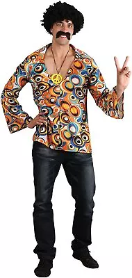 Mens Groovy Hippie Shirt Fancy Dress Hippie Festival 60's 70's Party Disco • £12.95