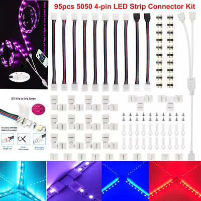 95Pcs 4Pin RGB 5050 LED Connector For LED Strip Light Connectors Accessories Kit • $10.55