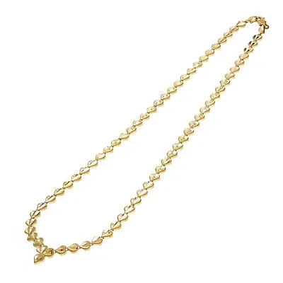 14k Yellow Gold V Shape Diamond Cut Heart Link Necklace 17.5  6mm 17 Grams • $1105.49