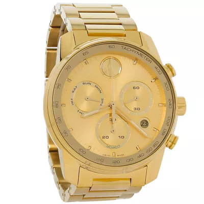 Movado Bold Verso Mens Gold Tone PVD Stainless Chronograph Quartz Watch 3600866 • $545