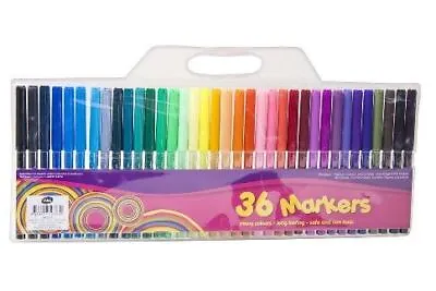 Washable Felt Tip Colouring Pens For Kids Chunky Markers School Pack 36 Colors • £5.49
