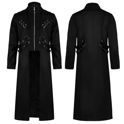 Mens Steampunk Long Coat Cosplay Medieval Renaissance Punk Retro Gothic Jacket  • $47.48