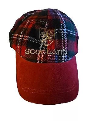 Scotland Red Plaid Flannel Adjustable Hat Cap • $6.95