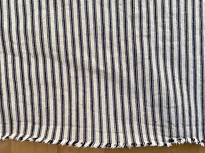 Vintage Pillow Ticking Blue Stripe Rugged Reclaimed Fabric 31” X 27” • $20