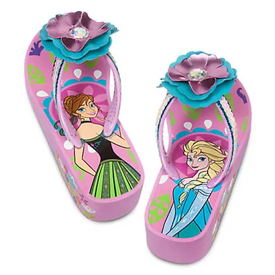 NWT Disney Store Frozen Elsa And Anna Flip Flops Platform Shoes 11/12 Girls • $14.98