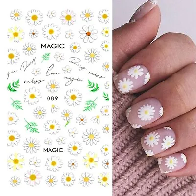 Nail Art Stickers Transfers Decals Spring Daisy Daisies Flowers Floral Fern EB89 • £2.45