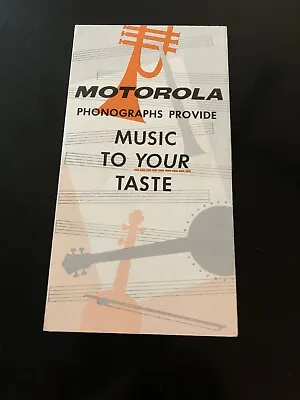 Vintage MOTOROLA PHONOGRAPH RECORD PLAYER Dealer Brochure Pamphlet • $7.49