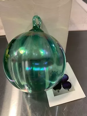 Vintage Mt. St Helen's Volcanic Ash 4  Blown Art Green Iridescent Glass Ornament • $35