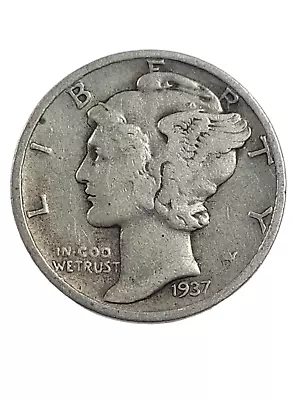 1937-D Mercury Dime U.S. Coin Currency See Pics! • $32