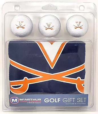University Of Virginia 4 Pc Golfer's Gift Set 1 Towel/3 Golf Balls W/ Team Logo • $15.99