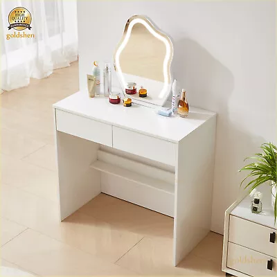 Vanity Table Set With Irregular Lighted Mirror Drawer Makeup Dressing Table Desk • $124.80