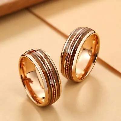 8mm Whisky Barrel Wood Guitar String Ring For Wedding Engagement • $17