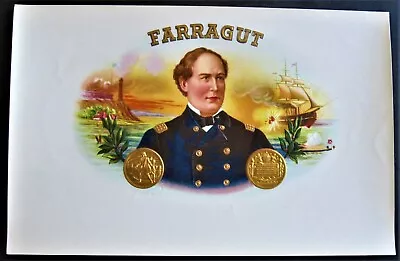 Admiral David Farragut Civil War Naval Officer  Inner Cigar Label • $9.99