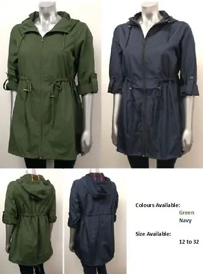 Womens Ladies Rain Jacket Coat Lightweight Hooded Cagoule Showerproof Mac Hood • £18