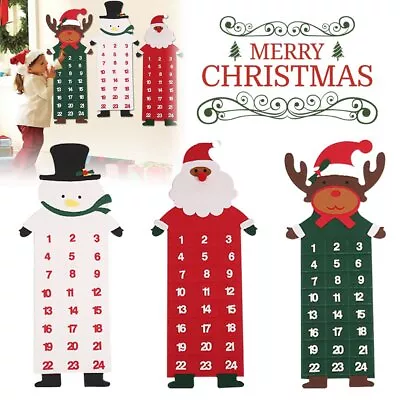 Large Felt Christmas Advent Calendar With Pockets (Santa Reindeer Or Snowman)VN • $13.05