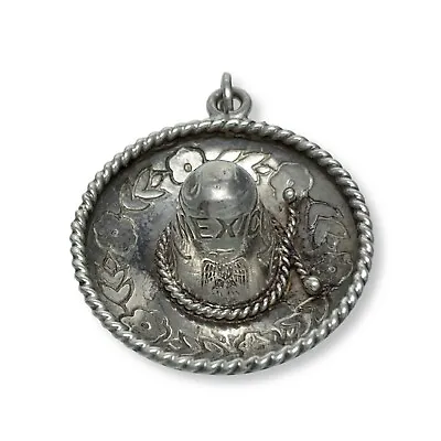 Vintage Mexico Sterling Silver 925 3D Sombrero Mariachi Hat Charm Pendant • $25