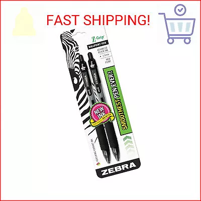 Zebra Pen Z-Grip Retractable Ballpoint Pen Medium Point 1.0mm Black Ink 2-Co • $2.84