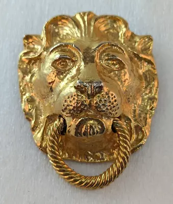 MIMI Di N Lion Head Door Knocker Pendant Vintage Gold Tone 1974 • $15.75