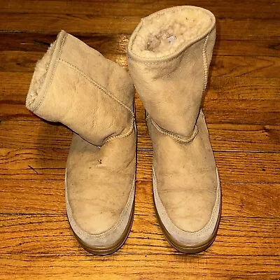 UGG Australia Boots Womens 9 Ultra Short Sand Winter 5225 Beige Sheepskin Wool • $16.99