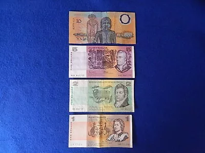 Australian Banknotes - $1 One Dollar $2 Two Dollar $5 Five Dollar $10 Ten • $45