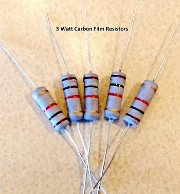 5pcs. 3Watt Resistors Carbon Film 5% (You Choose The Value) Tube Amps !!  • $3.46