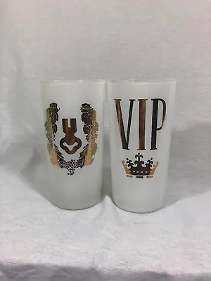 Set Of 2 Vintage Libbey VIP High Ball Glasses White And Gold  • $13.50