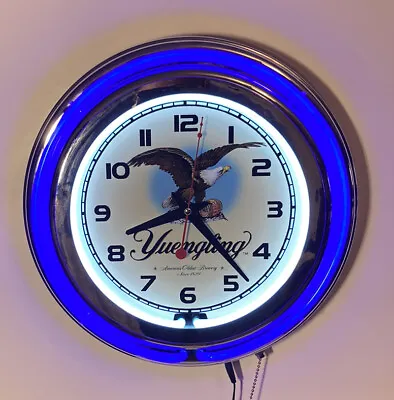 Yuengling Beer Logo Double Ring Blue Neon Clock • $149