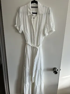 $70 • Buy Kookai Size 38 White Linen MIDI Dress