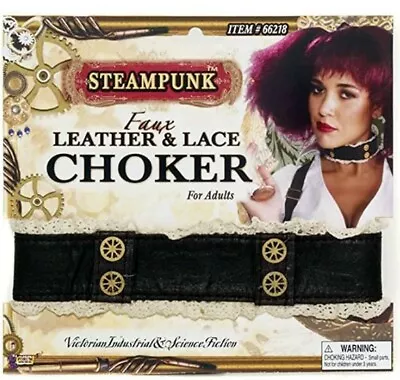 Lace & Faux Leather Choker - Steampunk - Brown - Costume Accessory • $10.99