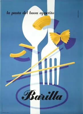 Barilla Pasta  Erberto Carboni 1952 Original Vintage Italian Food Poster 26 X 36 • $495