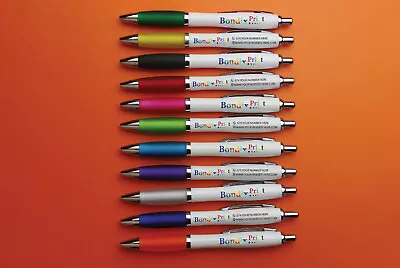 250pcs Promotional Pens Printed Personalised With Any Name Logo Text • £136