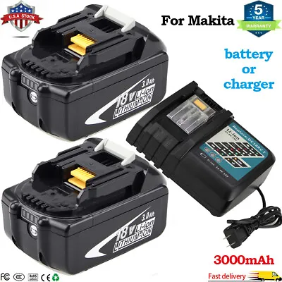 Battery Or Charger Replacement For Makita 18V 3.0Ah Li-ion BL1860 BL1830 BL1850 • $20