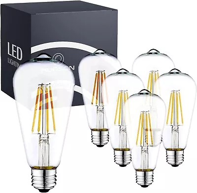 HUDSON BULB CO. Vintage LED Edison Light Bulbs 60W (6 Pack)- E26/E27 Base • $18.99