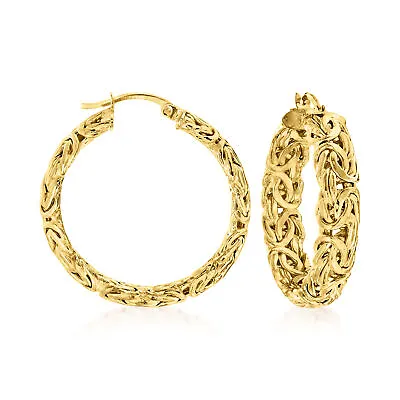 Ross-Simons 18kt Gold Over Sterling Medium Byzantine Hoop Earrings. 1 1/4 Inches • $79