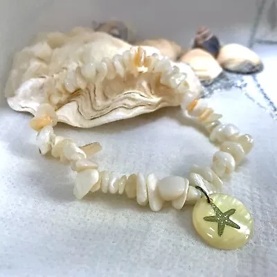 New Starfish Charm Bracelet ~ Stretchy ~ Shell Surfer Beach Theme ~ Cream Colour • £2.50