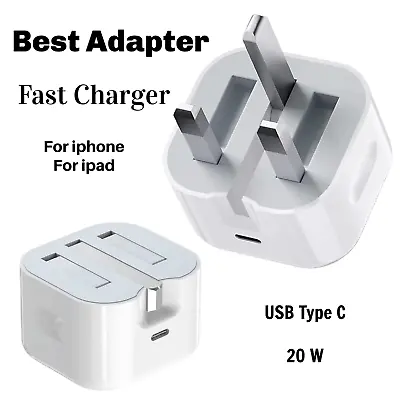 Genuine 20W USB Type C UK Power Adapter Plug For Apple IPhone NEW FAST CHARGER • £8.99