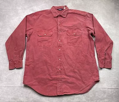 Vintage Woolrich Chamois Shirt Men's XL Santa Fe Red Button Up Outdoor Shirt • $14.94