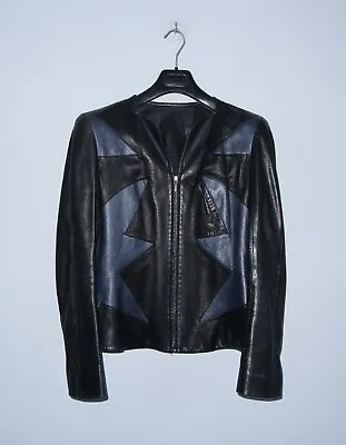 THIERRY MUGLER Womens Rare Vintage Star Iconic Lamb Leather Jacket Size M • $499.99