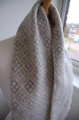 Jack Wills Grey/cream Reversible Extra Long Thick Wool Scarf • £9.99
