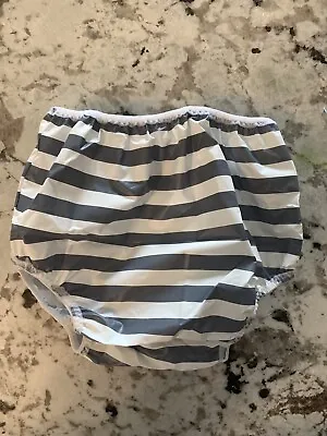 Gerber 12-18 Month Plastic Pants VINTAGE Diaper Cover Gray Stripes • $6