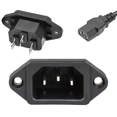 3 Pack Screw Mount 3 Pins Inlet Power Plug Socket IEC320 C14 AC 250V 10A By QTE • $10.26