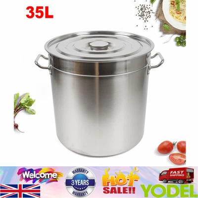 £47 • Buy Large Deep Cooking Stock Pot 35L Stainless Steel 201 With Lid - CATERING NEW