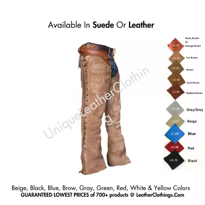 Brown Suede Western Riding Chaps With Fringes | Rodeo Native American |C3 • $99