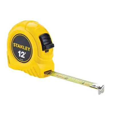 NEW Durable Stanley Tape Measure 12ft X 1/2in Yellow Case Non-Slip Grip • $4.90