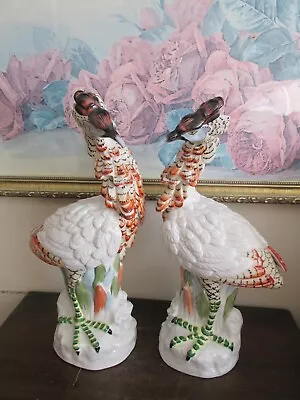 Pair Vintage Mottahedeh Italy Porcelain Exotic Bird Sculpture Figurine  • $595