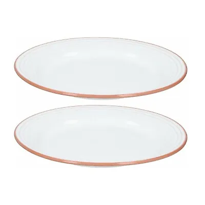 Jamie Oliver Get Inspired Set Of 2 Dinner Plates 28 Cm White Glazed Terracotta • £15.99