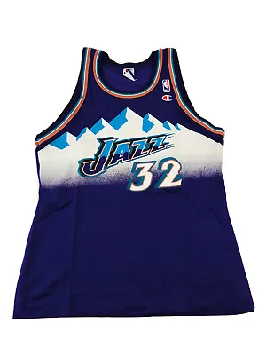Champion Men's Karl Malone Utah Jazz NBA Jersey 40 Vintage Purple Basketball • $62.99